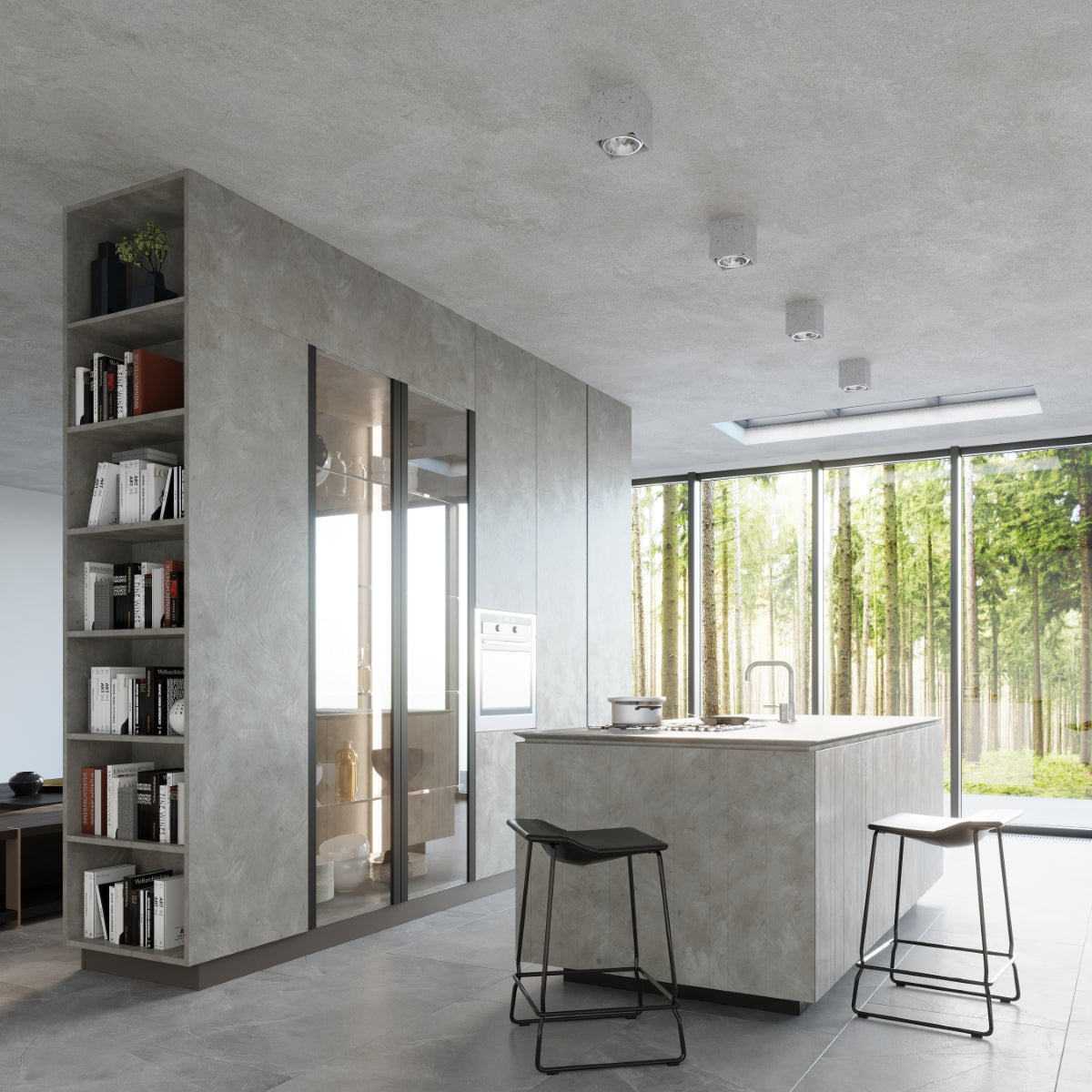 Concrete Industrial Cube Ceiling Light