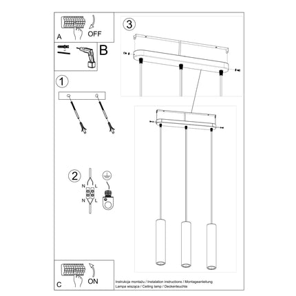 Lámpara colgante Concrete Line 3L