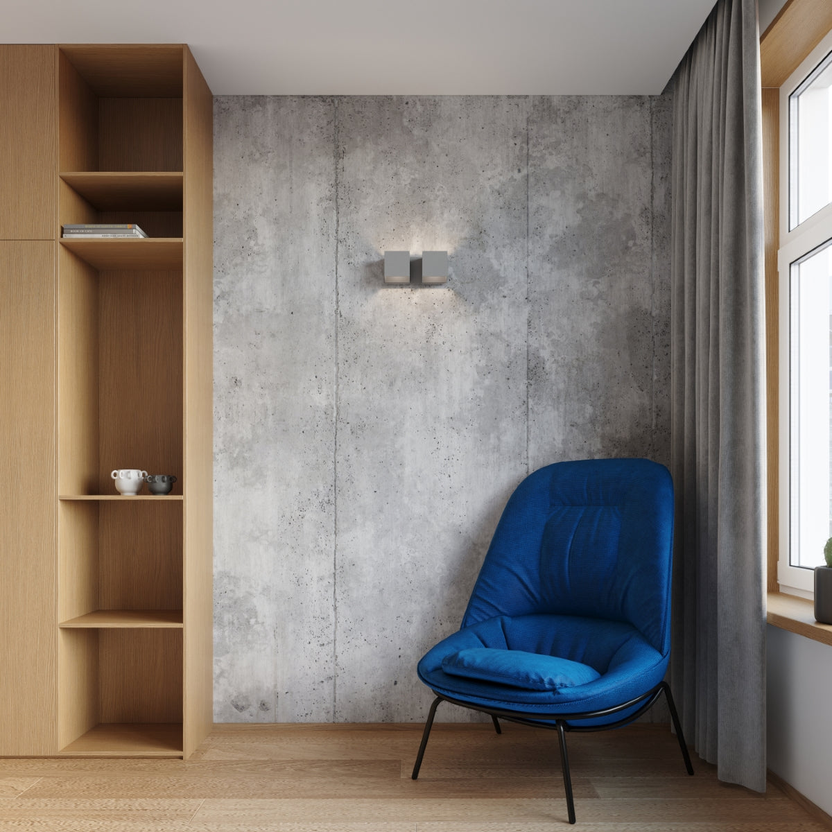 Cube LED 2 grey wall light