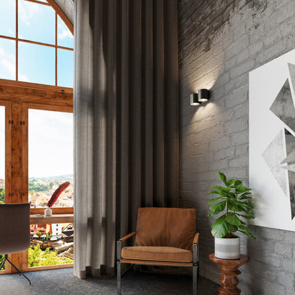 Aplique de pared cilíndrico 2 negro