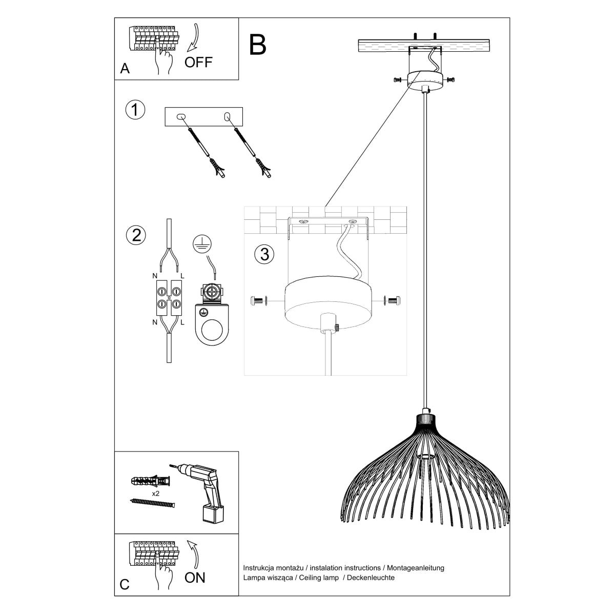 Suspension Fleur Lumineuse noir
