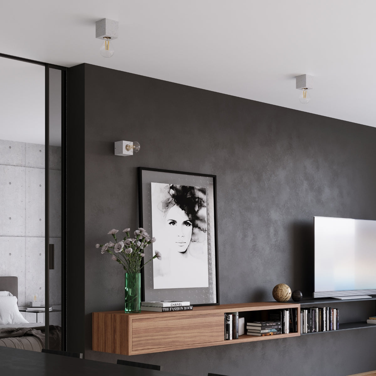 Pure Cube concrete ceiling light