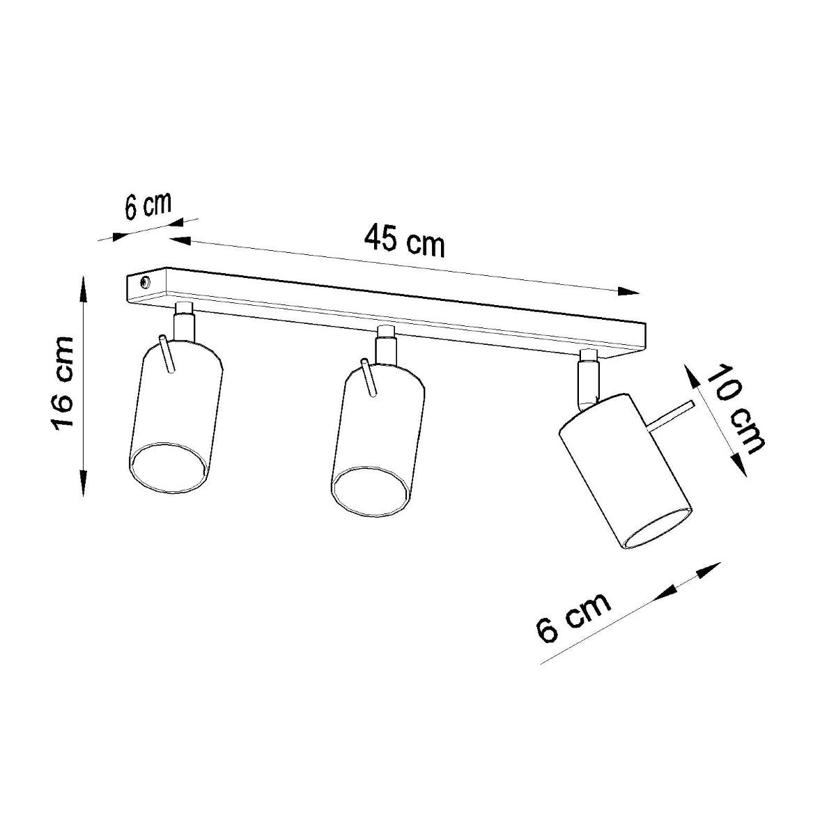 Directional 3 LED chrome ceiling light
