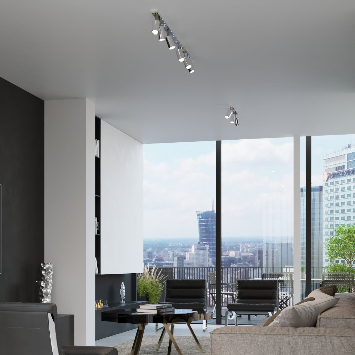 Directional 6L LED chrome ceiling light