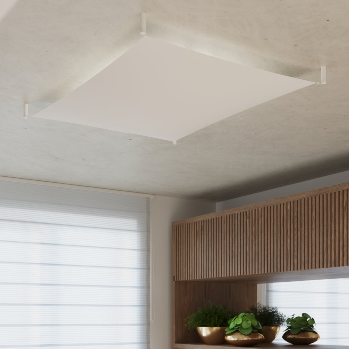 Square Fabric Ceiling Light 3 White