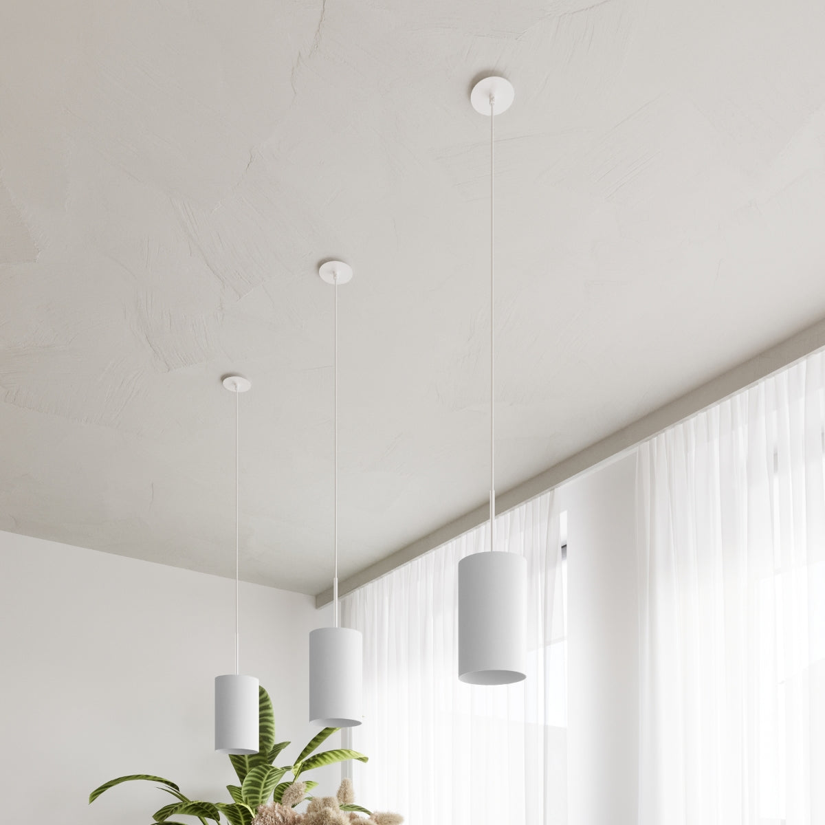 Round Fabric Chandelier 50 white