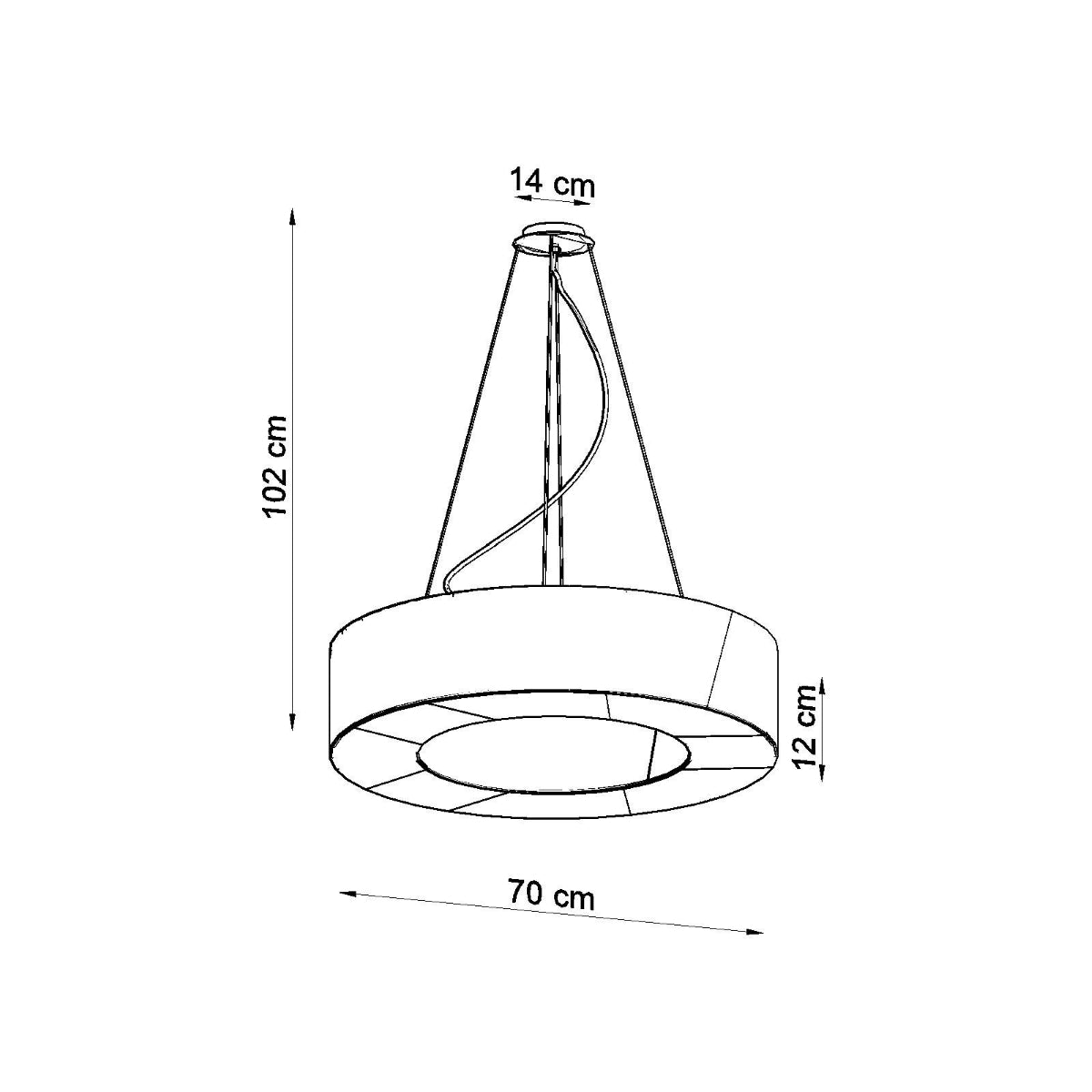 Lustre Saturne Slim 70 noir