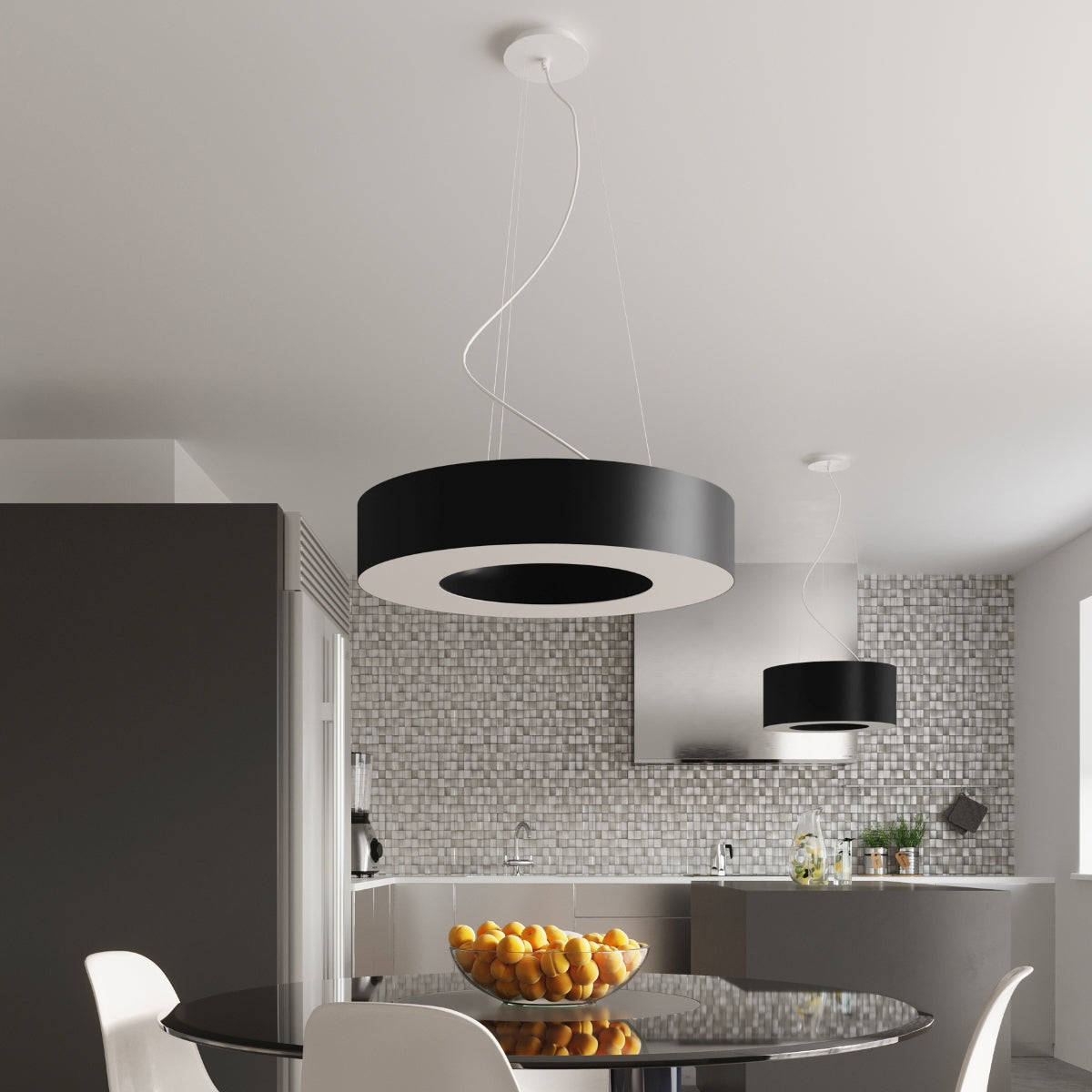 Lustre Saturne Slim 70 noir
