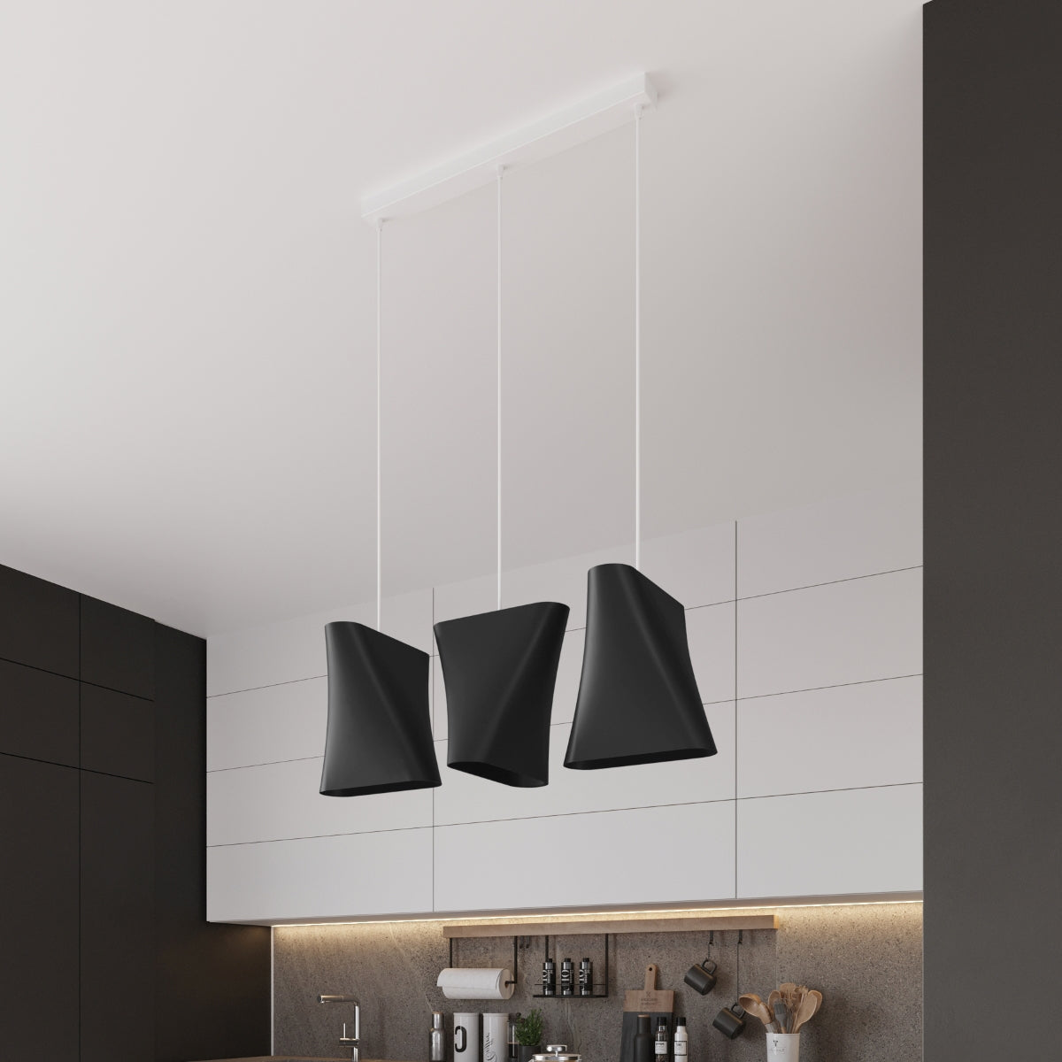 Lustre Forme Créative Tissu 3 noir