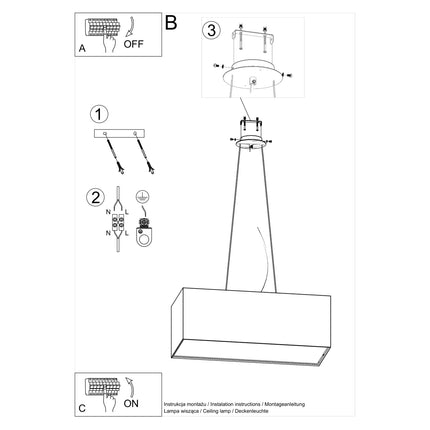 BIS 80 black fabric block chandelier
