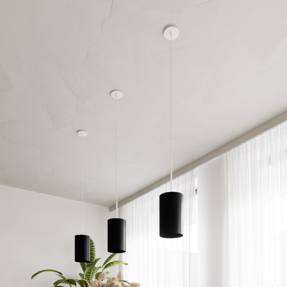 Lustre Tissu Rond 60 noir