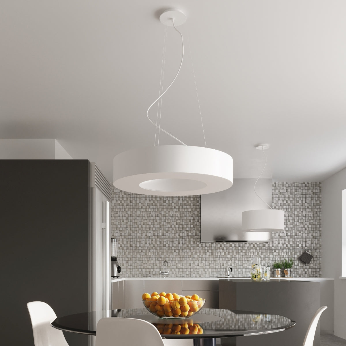 Lustre Saturne Slim 90 blanc