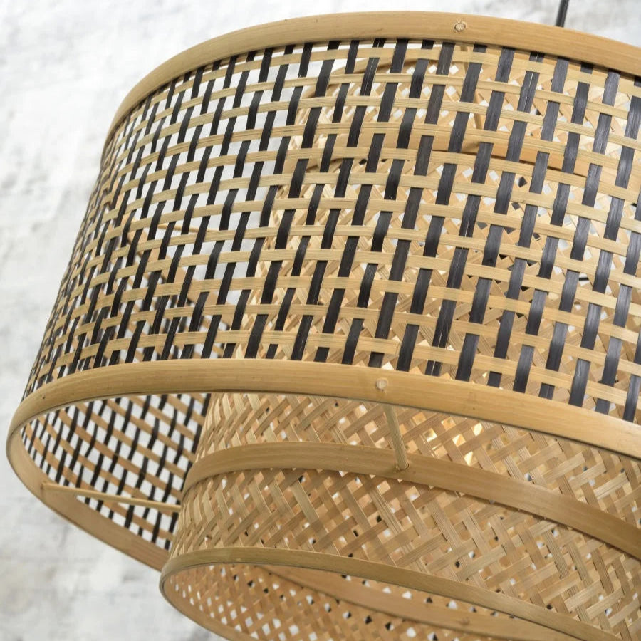 Suspension Bhutan Bambou Noir et Naturel Ø50cm