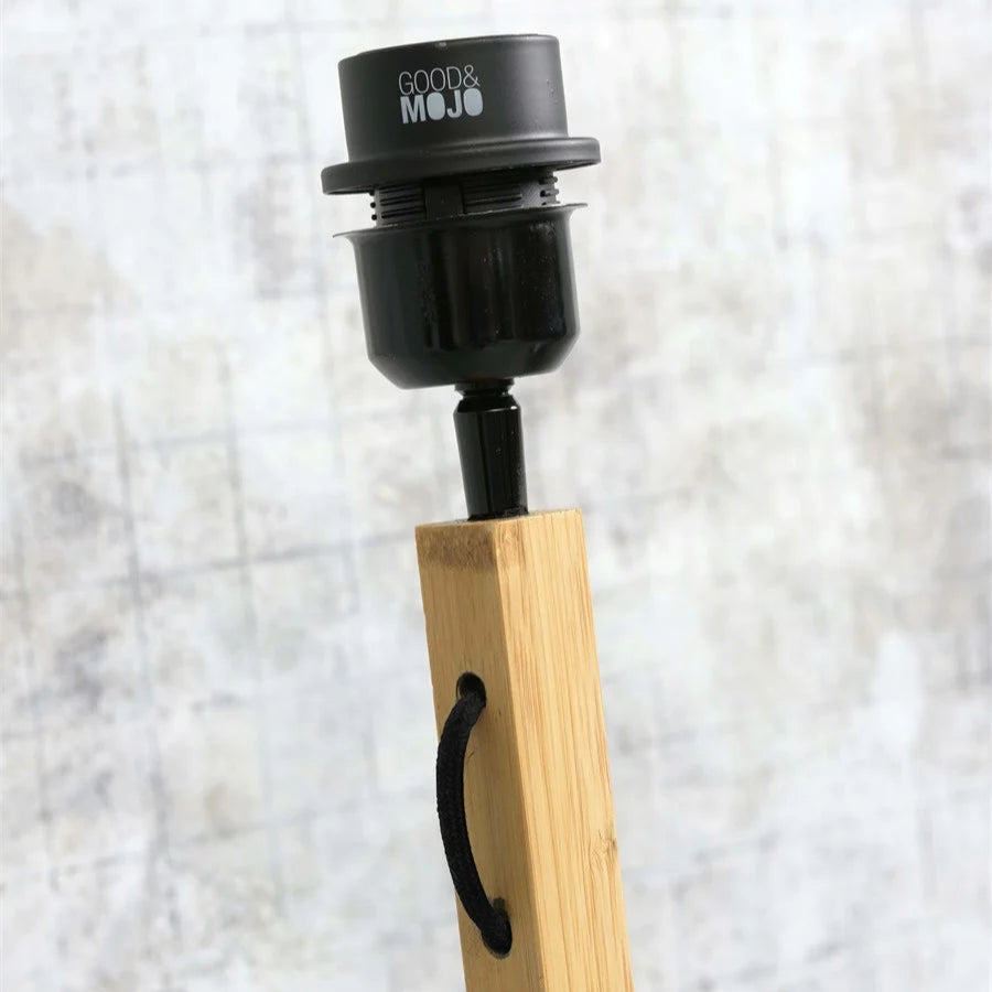 Bhutan Bamboo Floor Lamp Black and Natural 130cm