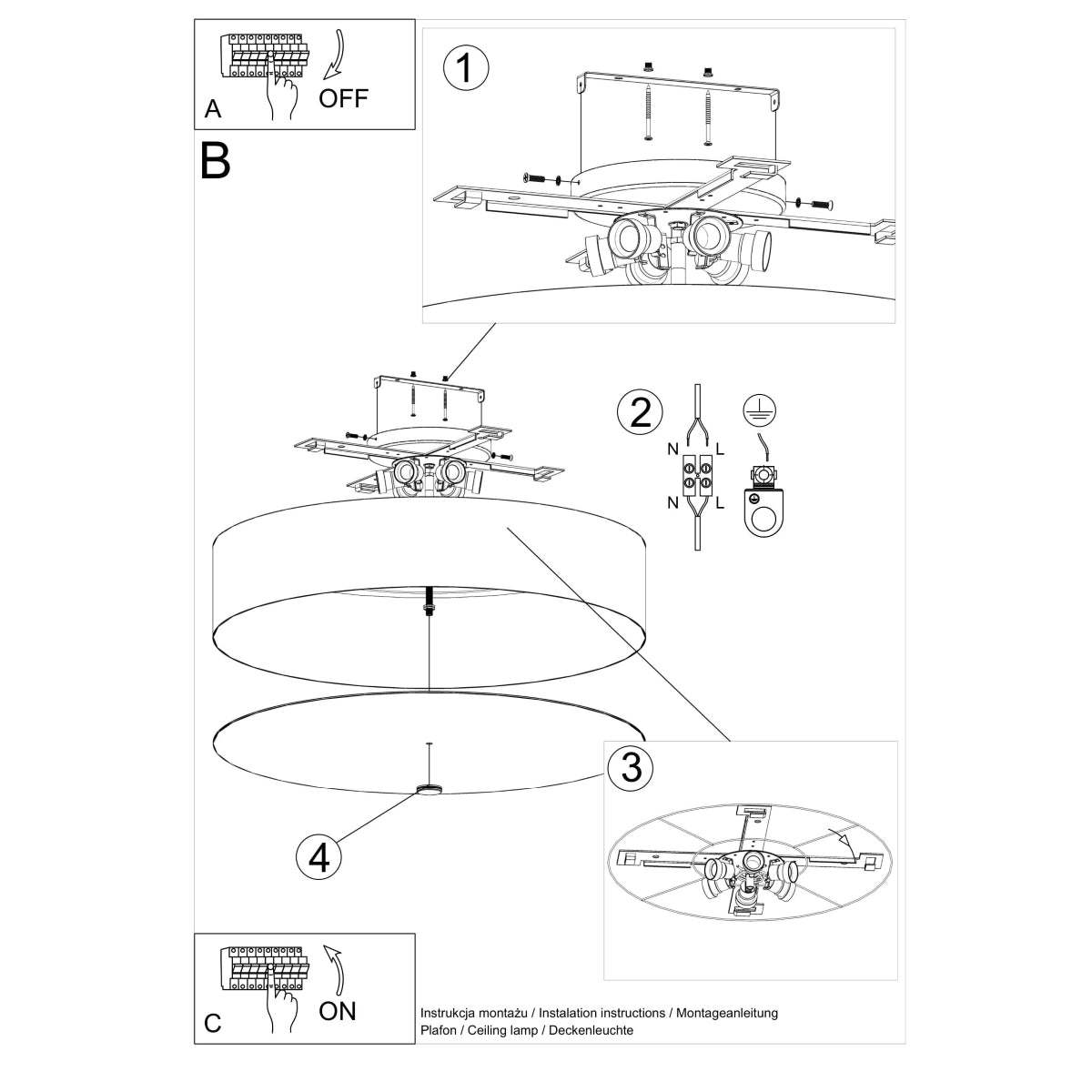 Full Circle 70 black ceiling light