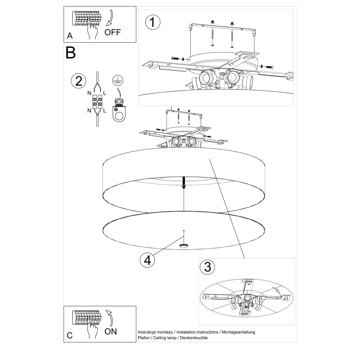 Full Circle 80 black ceiling light