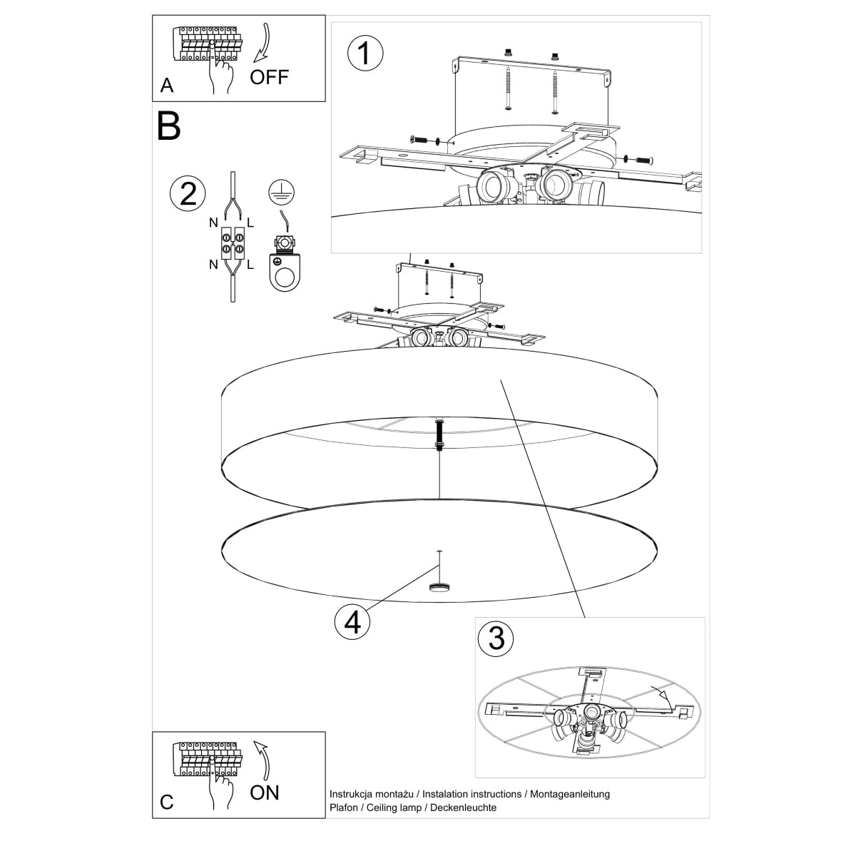 Full Circle Ceiling Light 90 White