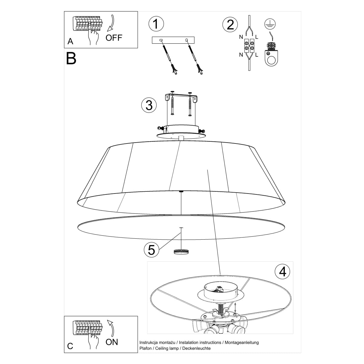 Trapeze 70 white ceiling light