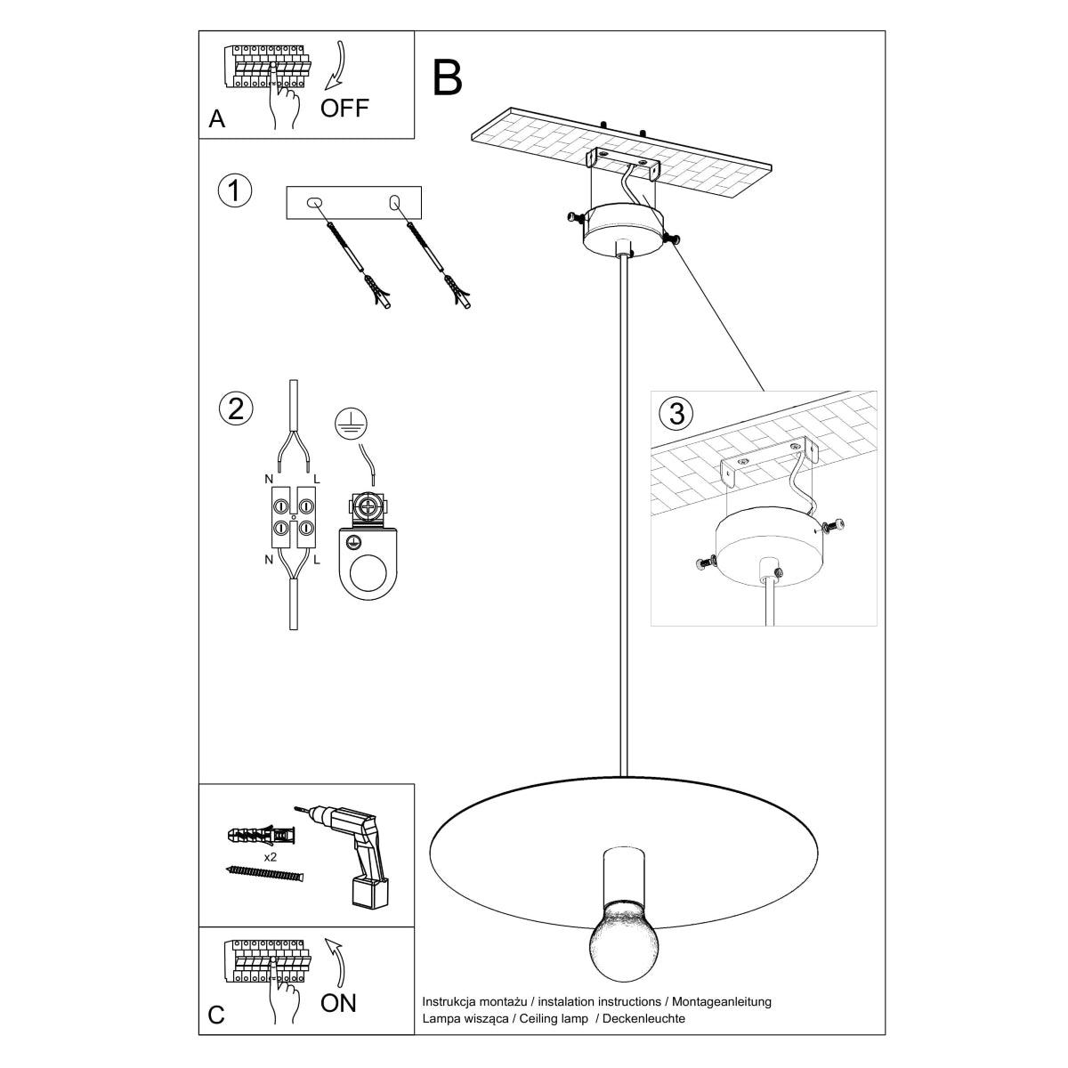 Lampe suspendue Flavio blanc