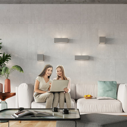 Lámpara de pared cúbica de cerámica gris