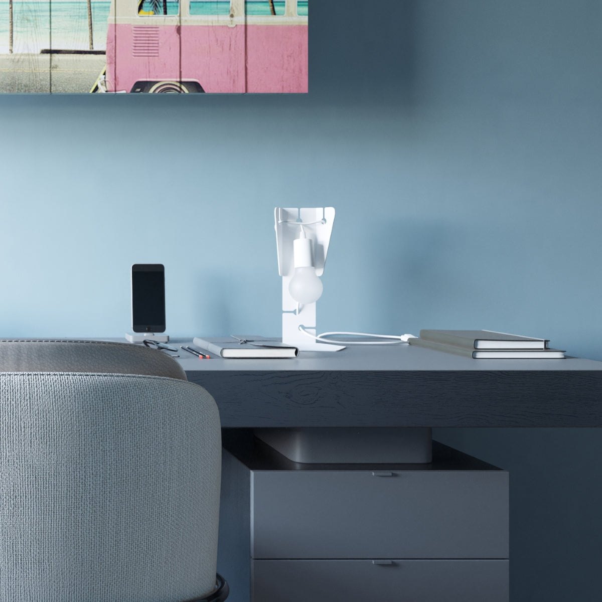 Lampe de table Arby en Acier blanc
