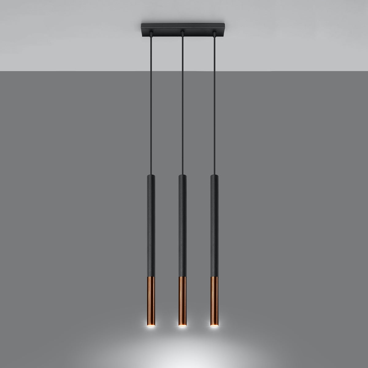 Suspension Moderne Mozaica 3L noir/cuivre