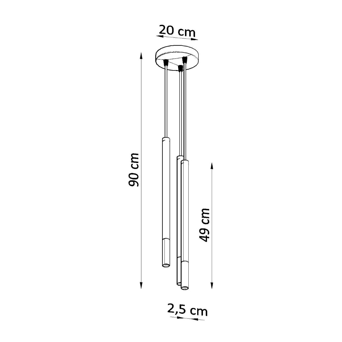 Suspension Moderne Mozaica 3P noir/cuivre