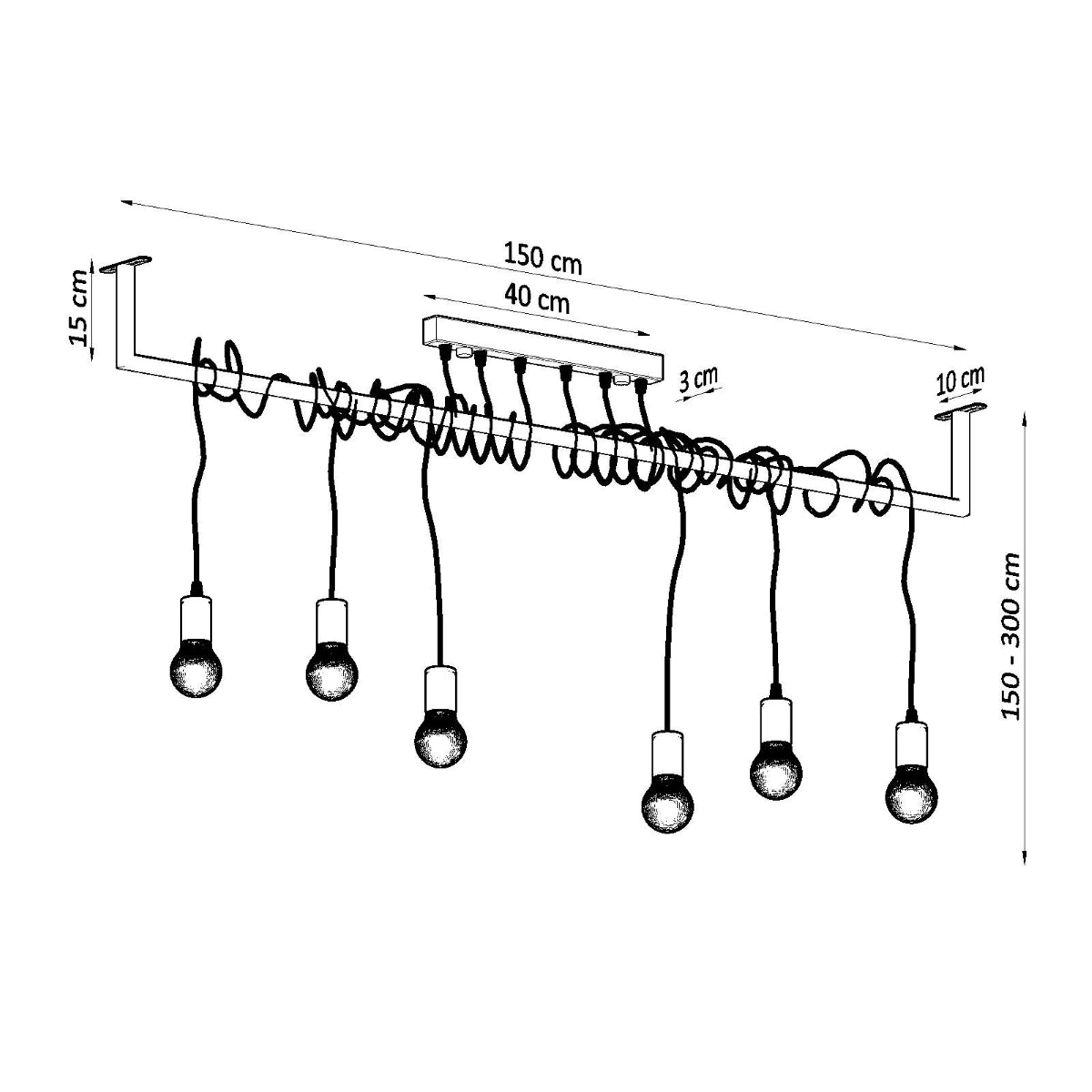 Lustre Entrelacs 6 noir