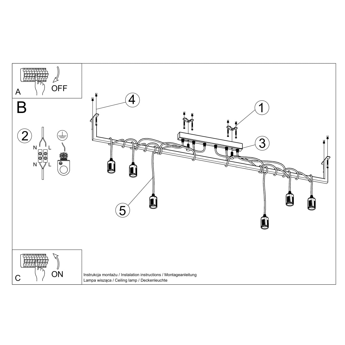 Lustre Entrelacs 6 noir
