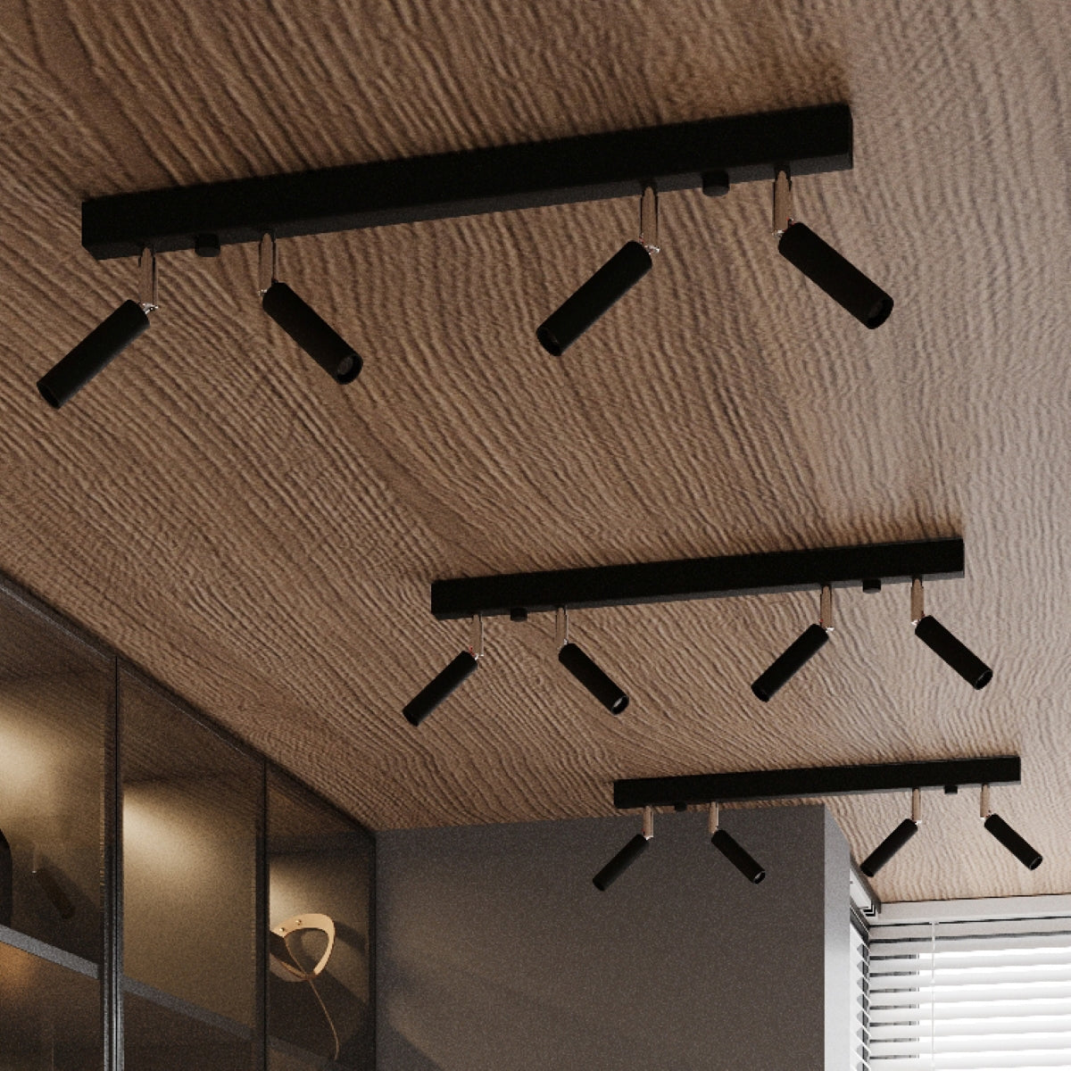 Plafonnier Acier Réglable Minimaliste 3 noir