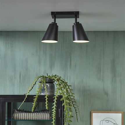 Lámpara de techo Bremen con 2 pantallas rectangulares negras