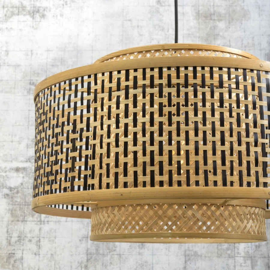 Suspension Bhutan Bambou Noir et Naturel Ø50cm