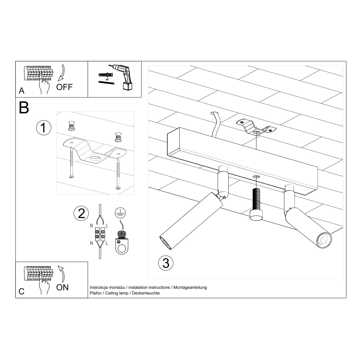 Plafonnier Acier Réglable Minimaliste 2 blanc