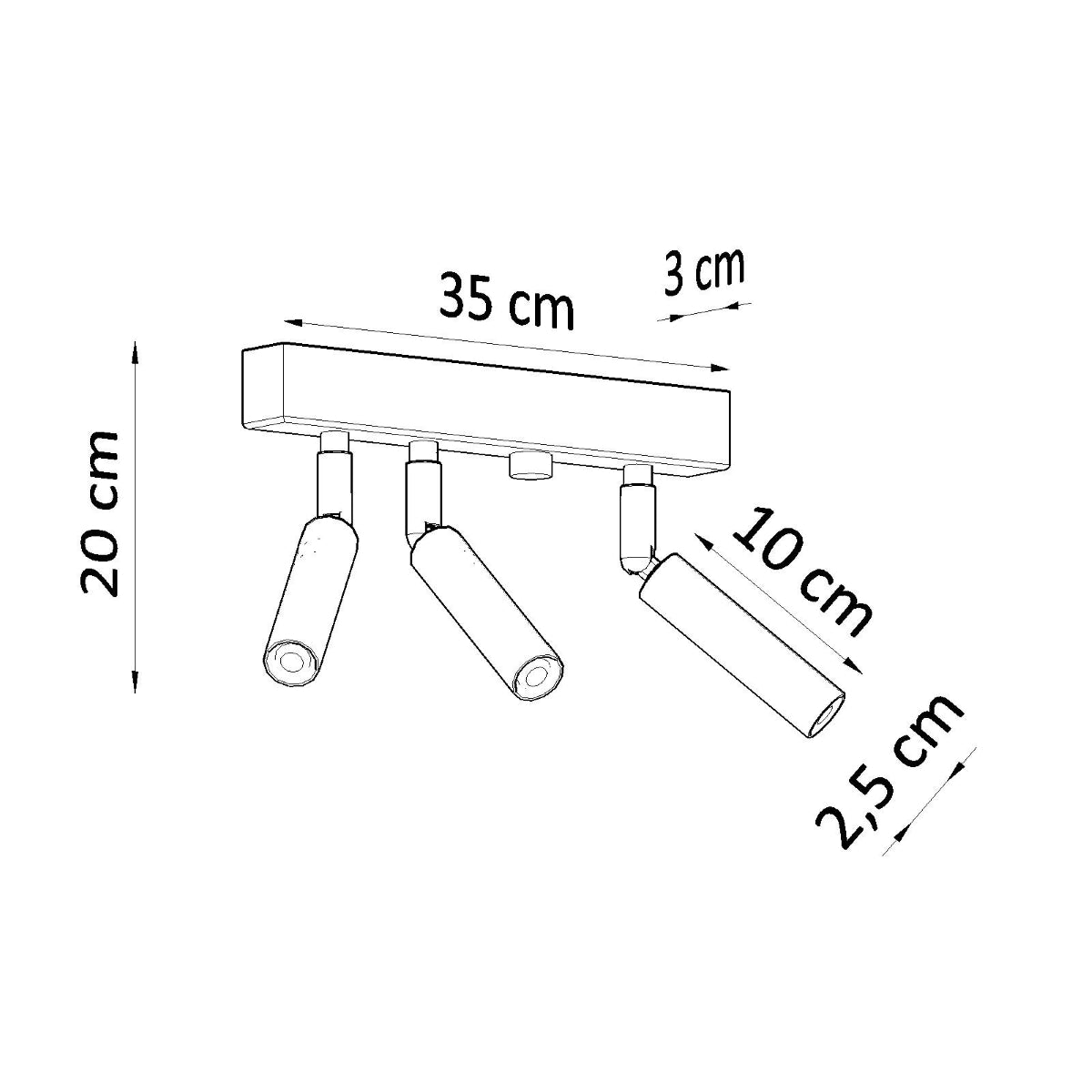 Minimalistische verstellbare Deckenleuchte 3 aus Stahl weiß