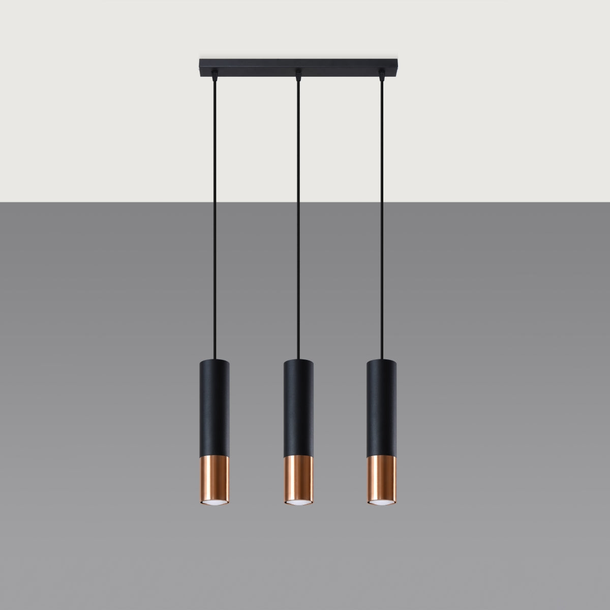 Lampe suspendue Duo Metallic 3L noir/cuivre