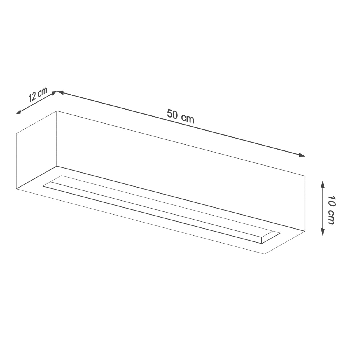 Open Rectangle Wandleuchte 50 Beton