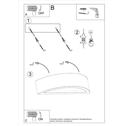 Aplique de pared de hormigón semicircular gris