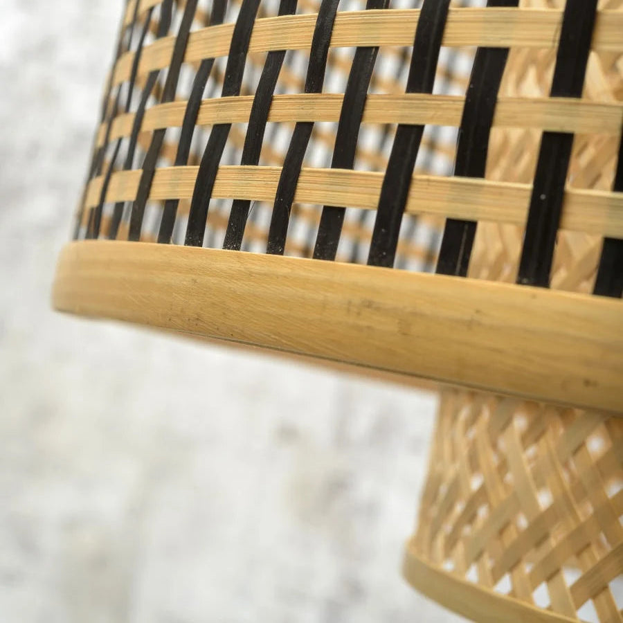 Suspension Bhutan Bambou Noir et Naturel Ø50cm