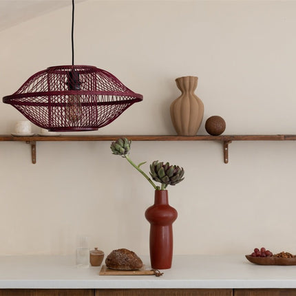 Maui Bamboo Pendant Light Bordeaux 50 cm
