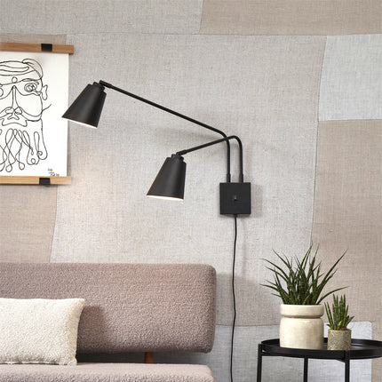 2-armige Wandleuchte Bremen aus schwarzem Eisen