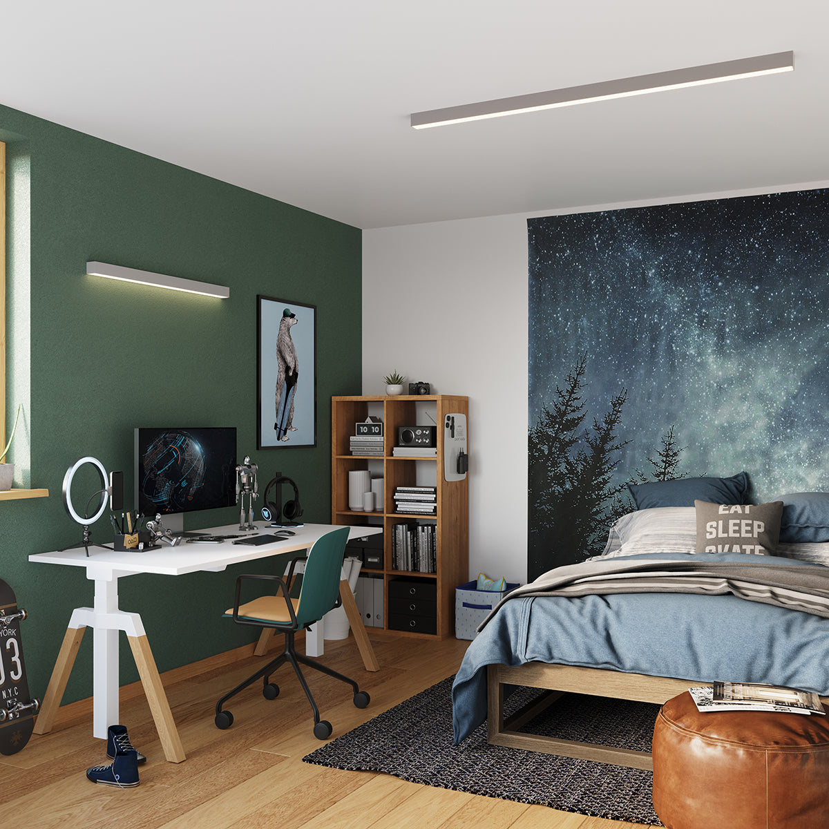 Plafonnier Barre Moderne 150 gris