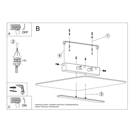 Lámpara de techo de cristal rectangular