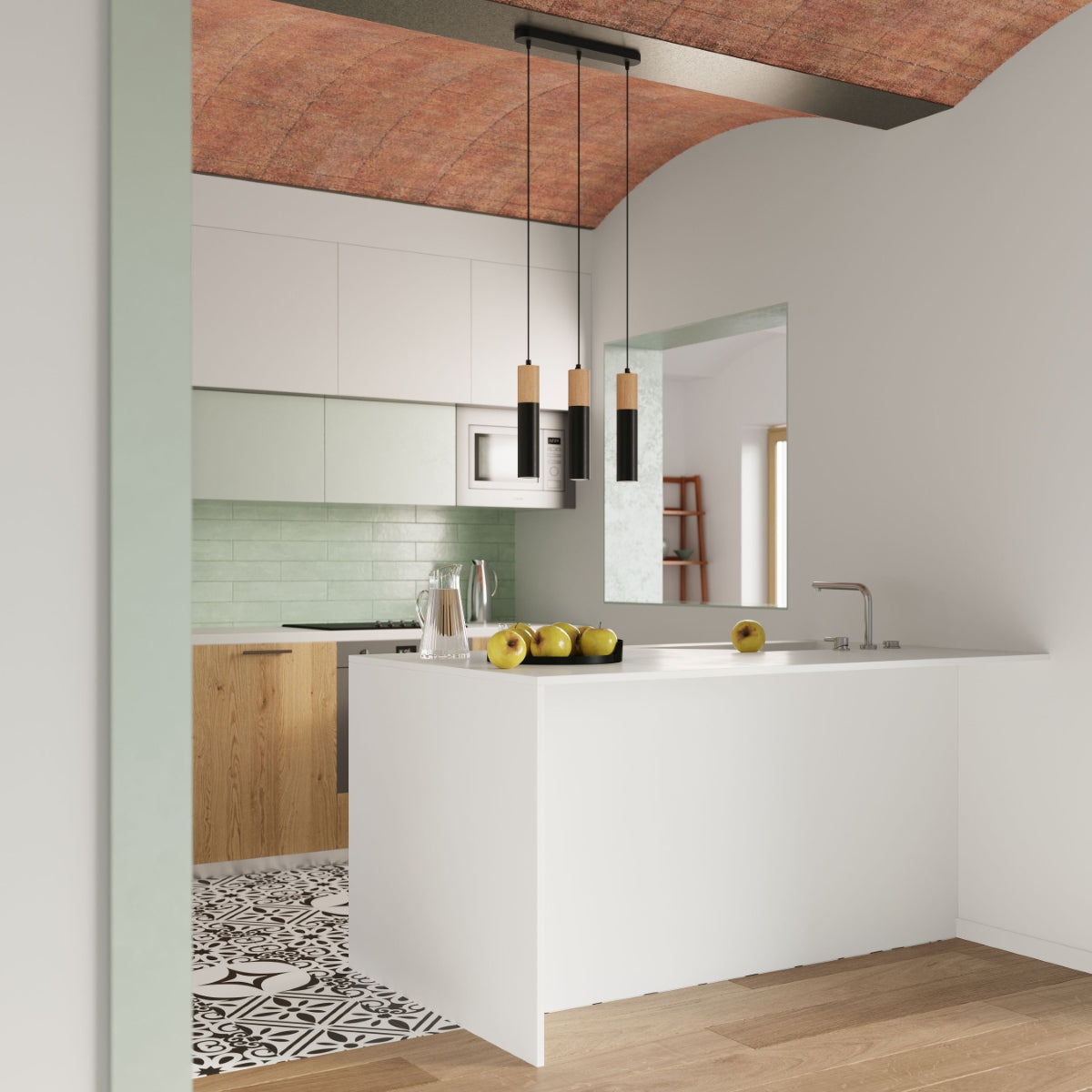 Two-tone 3P black pendant lamp