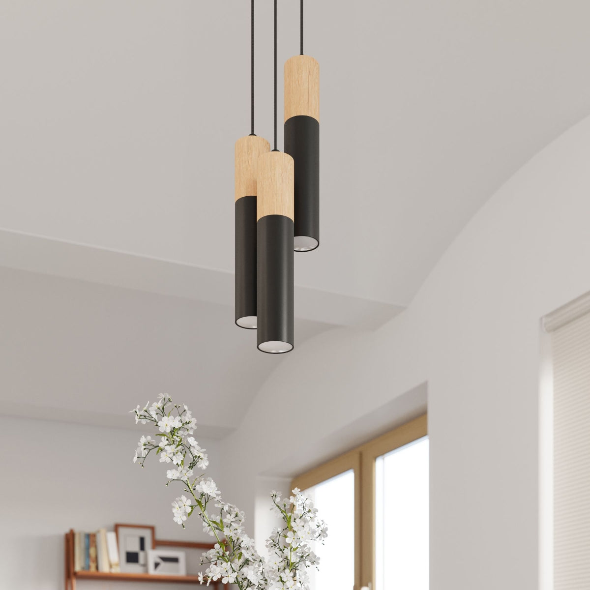 Two-tone 3P black pendant lamp