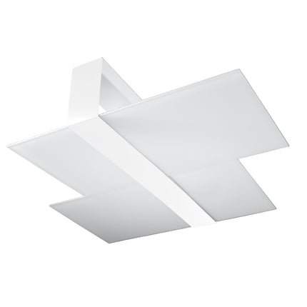 Lámpara de techo de doble placa en cristal blanco