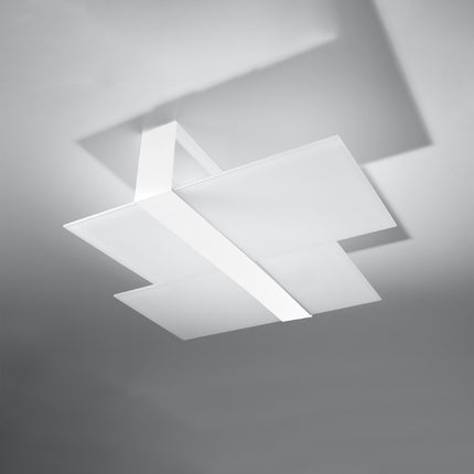 Lámpara de techo de doble placa en cristal blanco