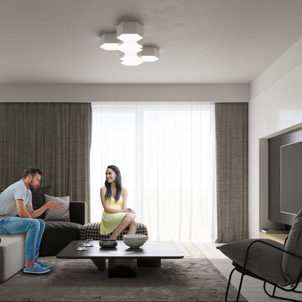 Deckenleuchte Pure 13 sechseckig weiß