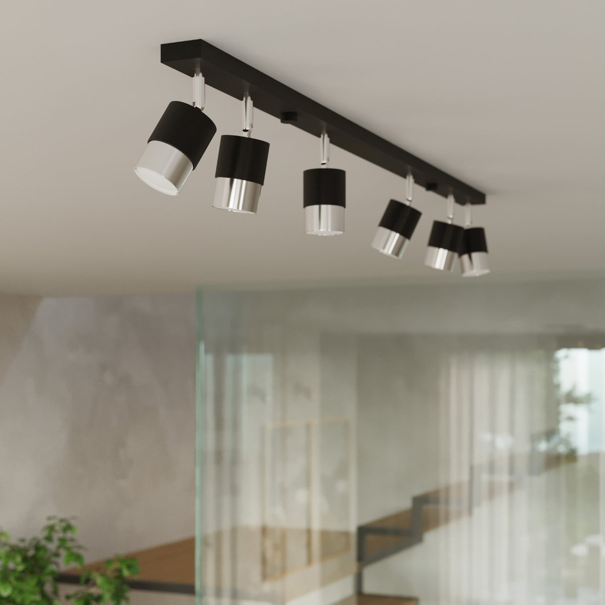 Plafonnier Double Cylindre 4 noir/chrome