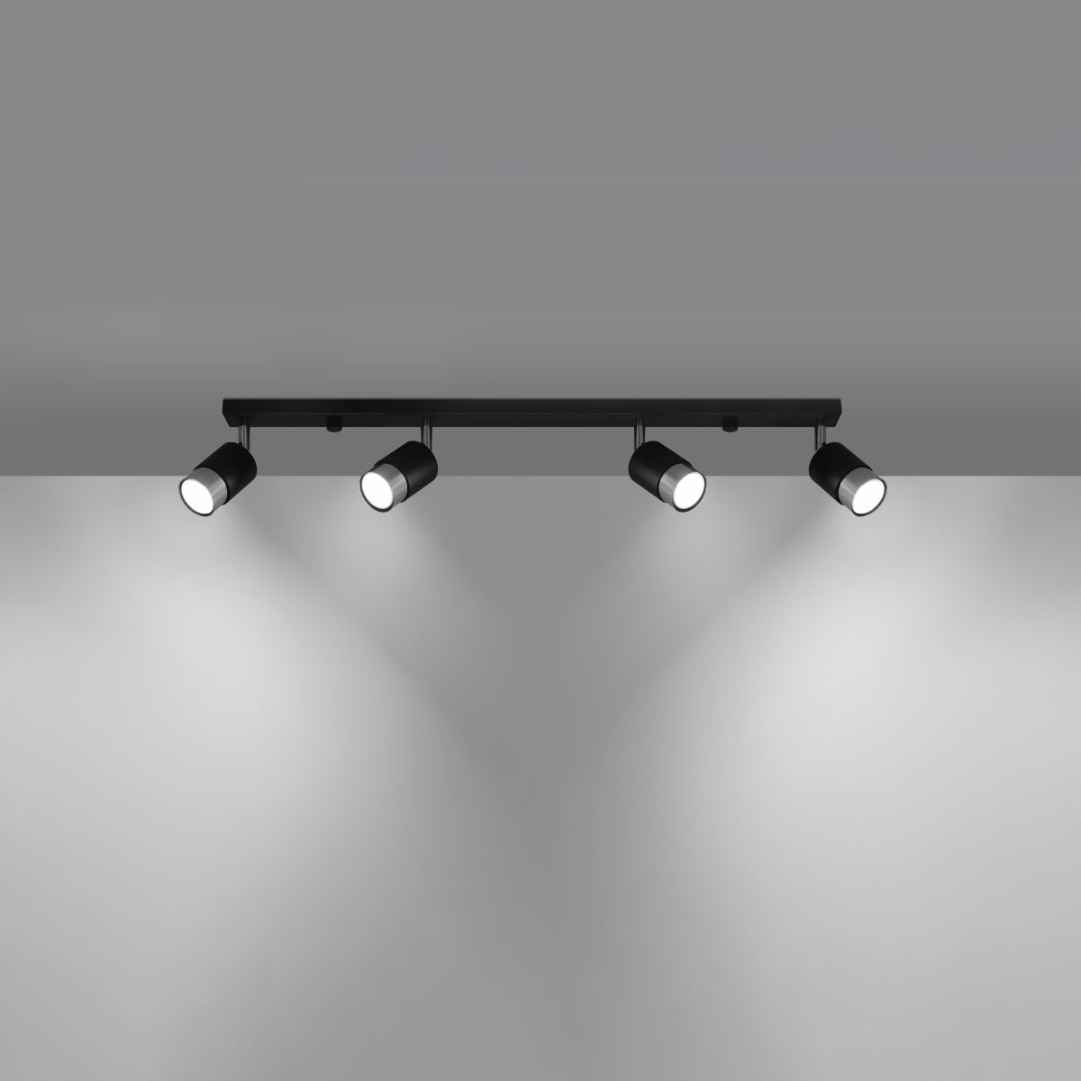 Plafonnier Double Cylindre 4 noir/chrome