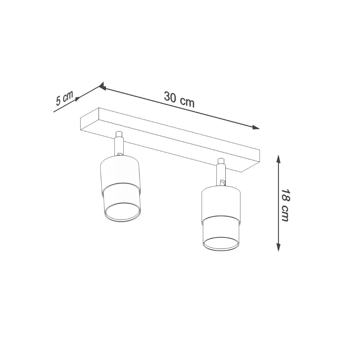 Plafonnier Double Cylindre 2 noir/doré